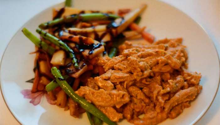 veganes Rezept: Curry-Rahm Geschnetzeltes an Rüben- und Bohnengemüse ...